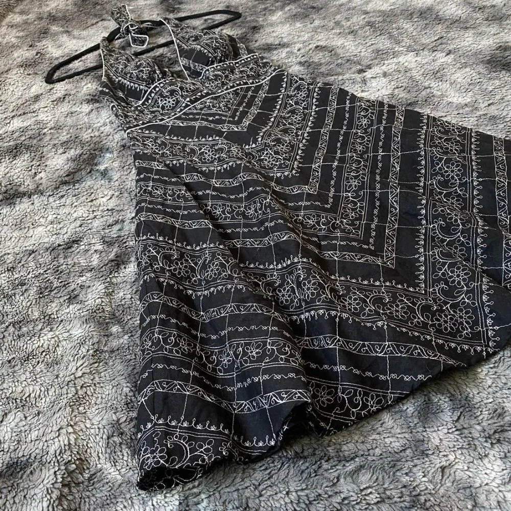 VTG Embroidered Halter Dress